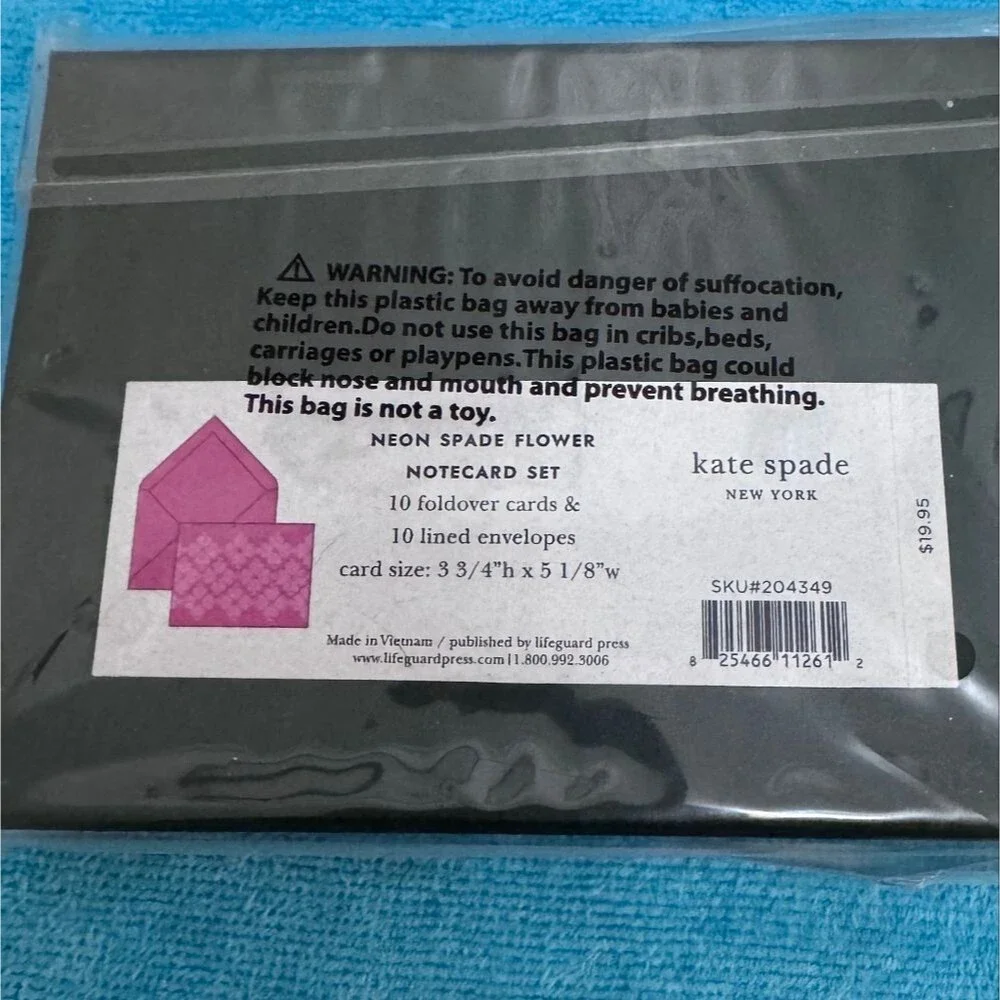 NEW kate spade Pink Neon Spade Flower Notecard Set - Picture 3 of 5